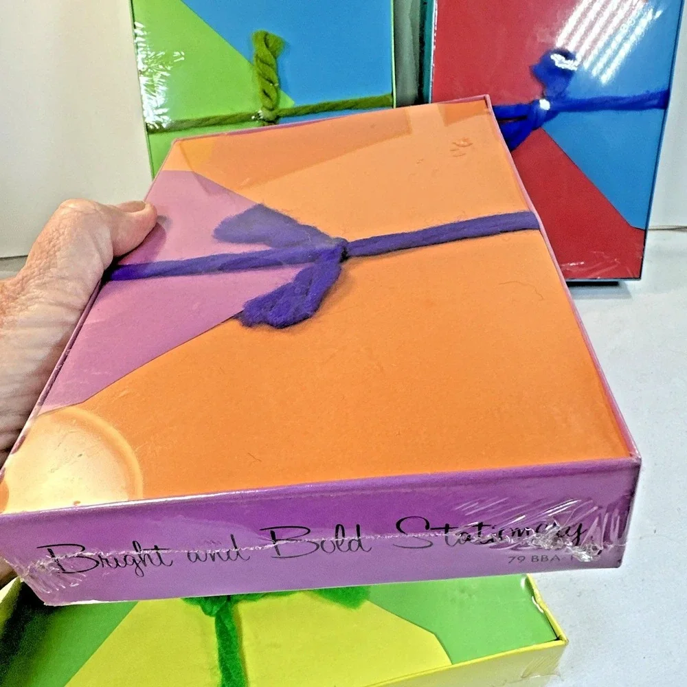 Vintage Set Of 4 Bright & Bold Stationary 20 sheets & 10envelopes EACH (sealed)